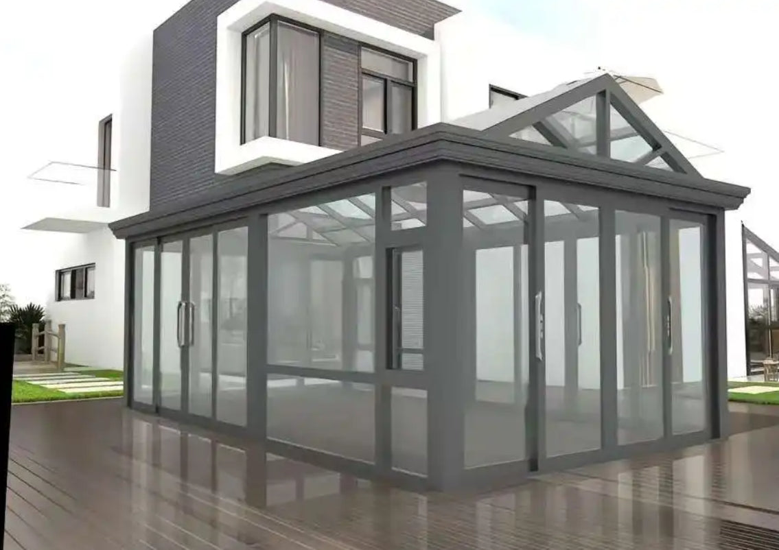 European architectural style prefabricated sun room glass room heat insulation sound insulation waterproof aluminum house