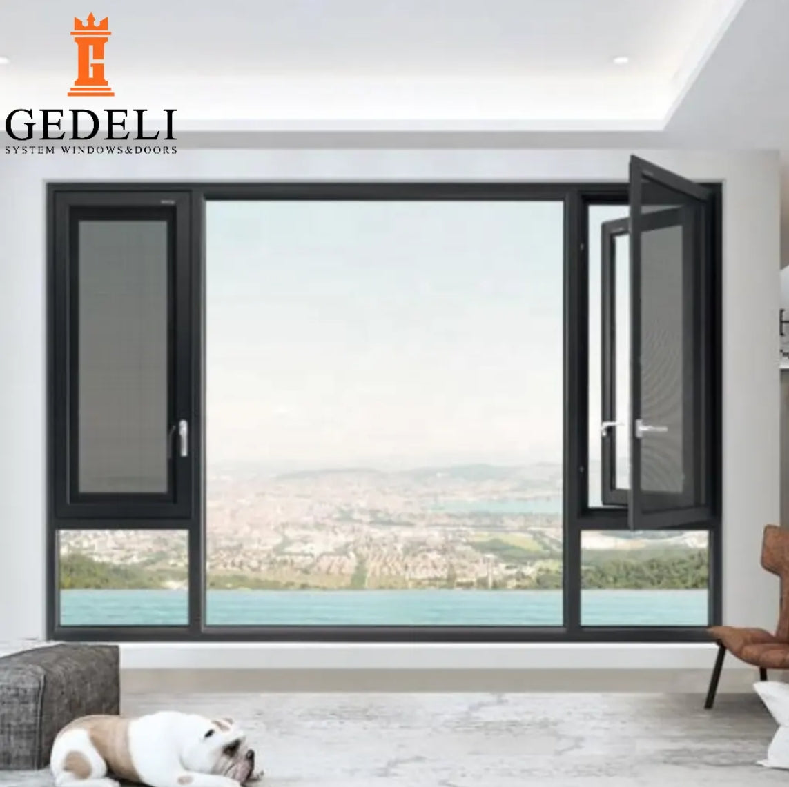 Modern Quality Thermal Break Aluminium Alloy Casement Window and Door Double Glass Aluminum Casement Windows With Screens awning