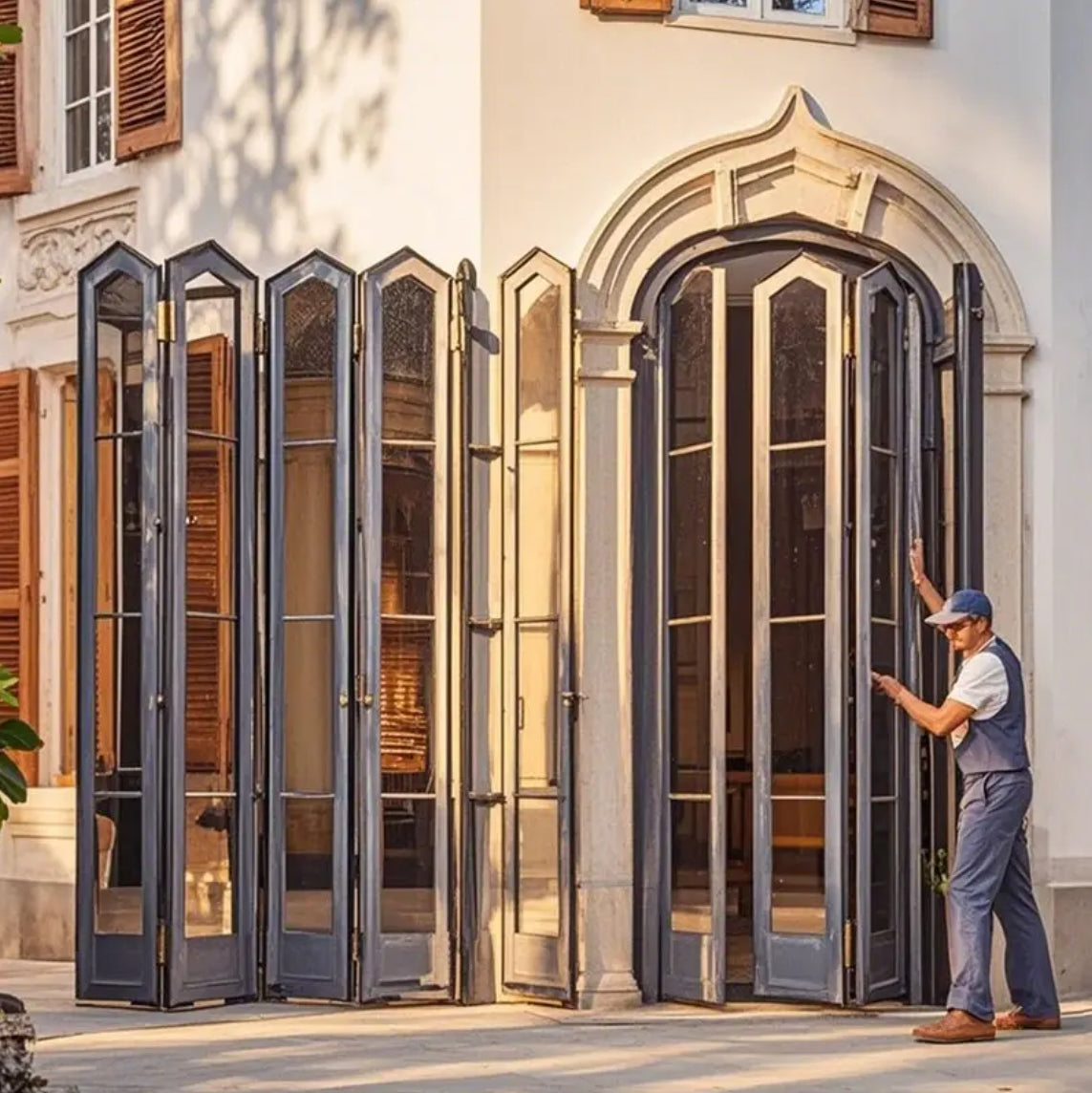 Fransh Tempered Glass Bifold Doors Aluminium Folding Patio Outdoor Sliding Folding Door Aluminum Vertical Bi Folding Doors Glass