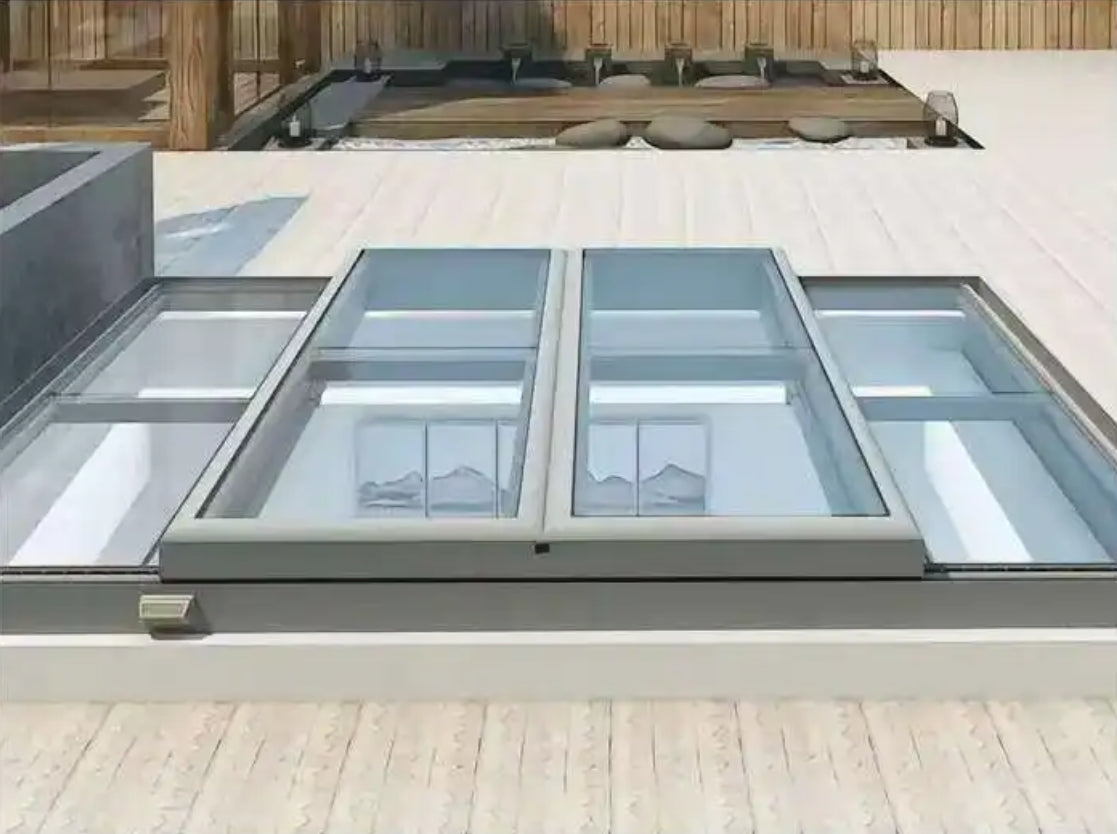 GEDELI Villa Insulated Aluminum Double Layer Low-e Tempered Glass Wide Field of View Electric Parallel Sliding Skylight
