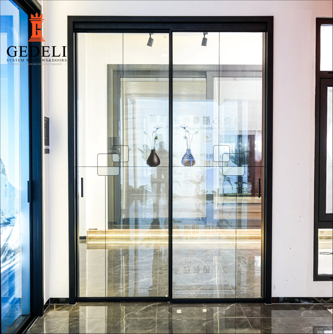 GEDELI Thermal Break Aluminum Customized Double Glass Sliding Door Narrow Hanging Sliding Door