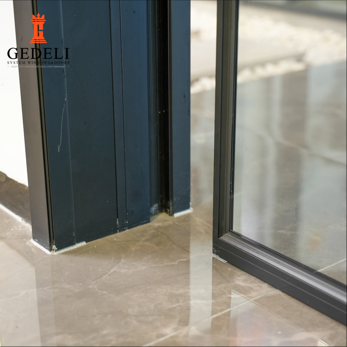 GEDELI Thermal Break Aluminum Customized Double Glass Sliding Door Narrow Hanging Sliding Door