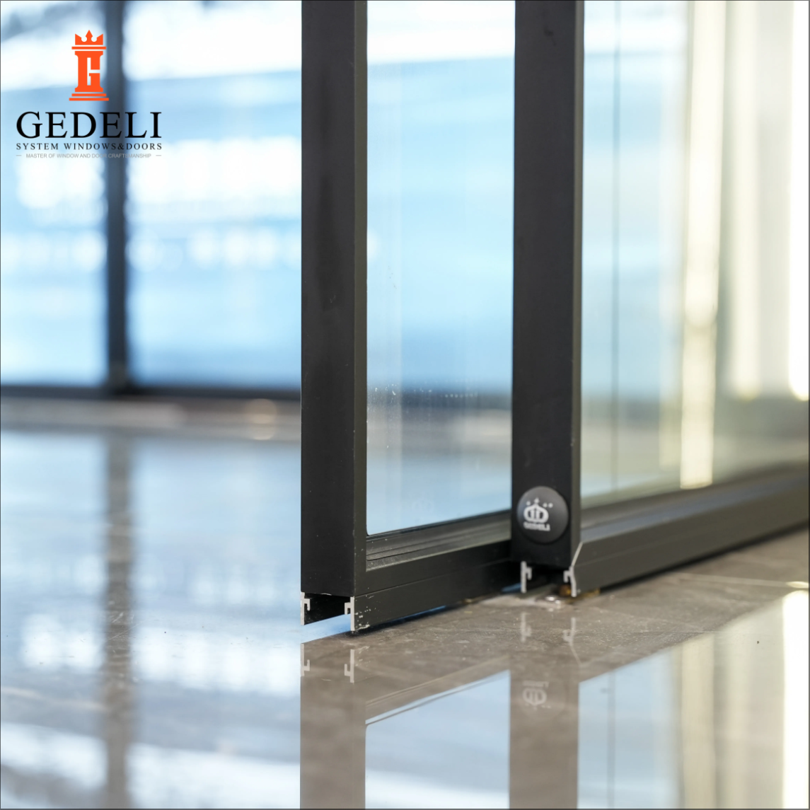 GEDELI Thermal Break Aluminum Customized Double Glass Sliding Door Narrow Hanging Sliding Door