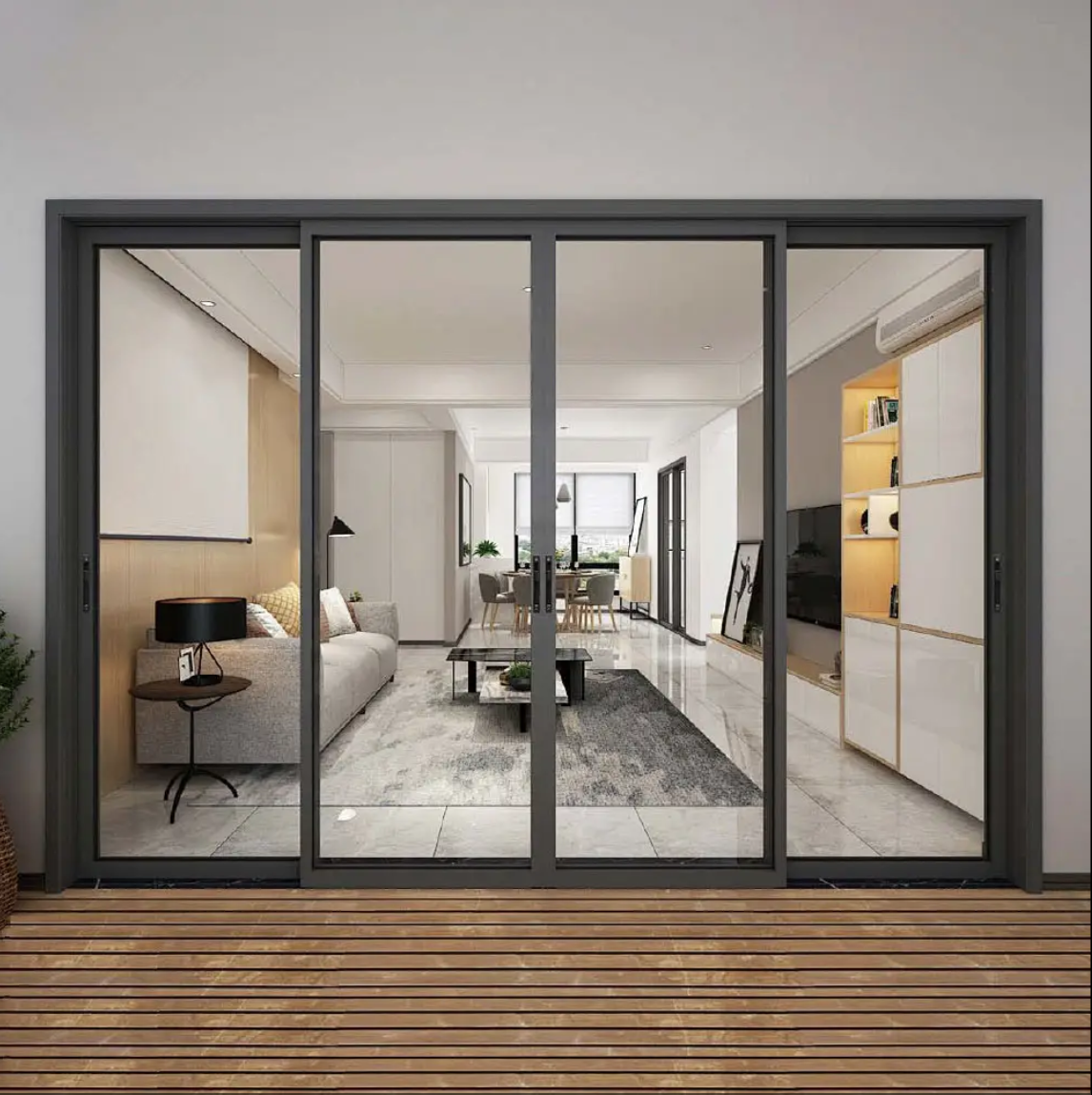 GEDELI Double Tempered Glass Aluminum Sliding Door Customized Sliding Patio Door Exterior Noiseless Sliding Door