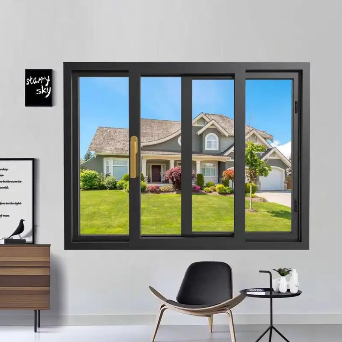 Modern simple villa sun room sound insulation aluminum double glazed sliding window drift window