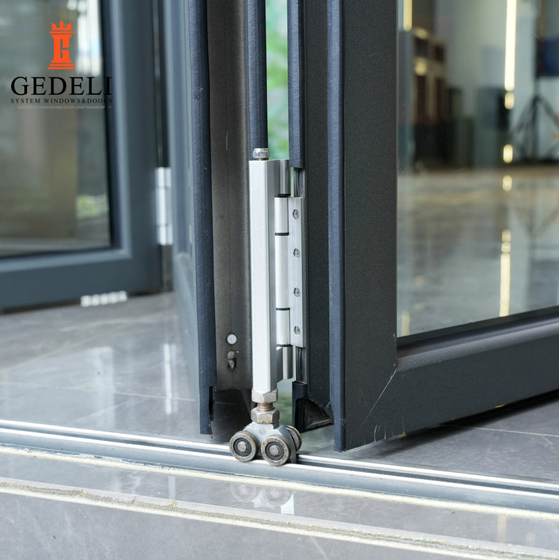 GEDELI Modern Design Aluminum Folding Patio Double Glass Doors House Movable Bi Folding Door