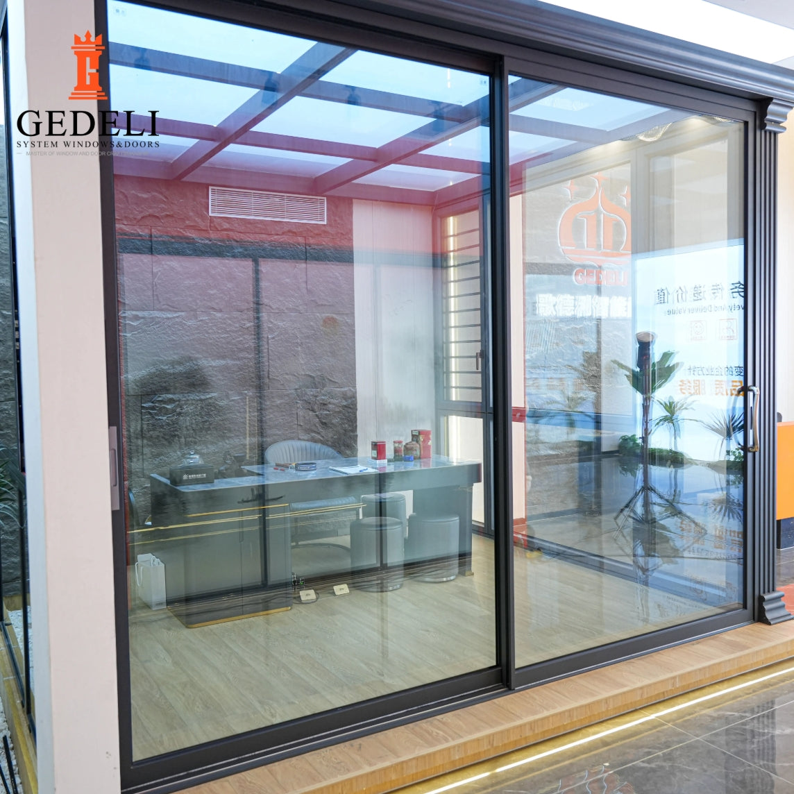 GEDELI Heavy Duty Push-Pull Aluminum Sliding Doors Custom Double Glazed Sliding Doors For Office Villas