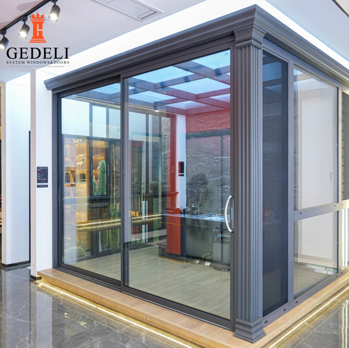 GEDELI Heavy Duty Push-Pull Aluminum Sliding Doors Custom Double Glazed Sliding Doors For Office Villas