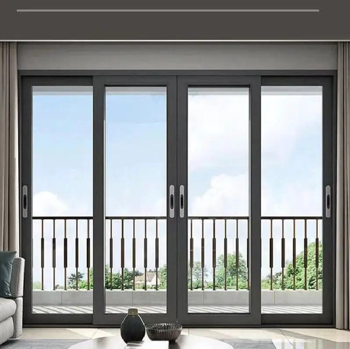 European architectural style prefabricated ultra-wide view triple-glazed soundproof and heat-insulating aluminum sliding door