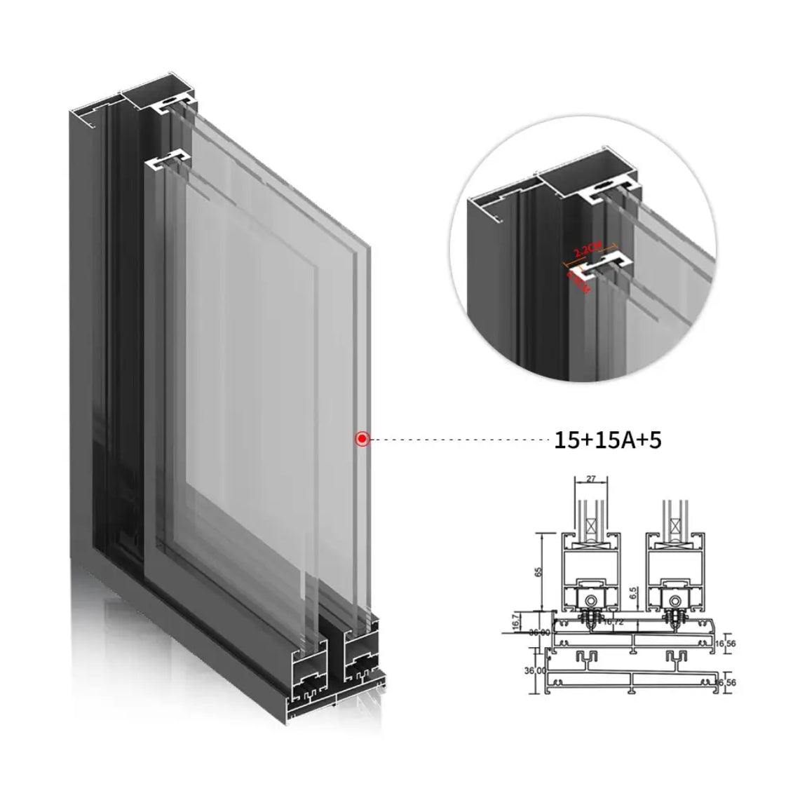 European architectural style prefabricated ultra-wide view triple-glazed soundproof and heat-insulating aluminum sliding door