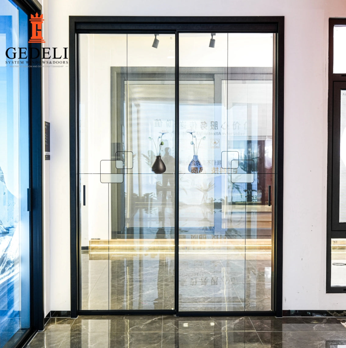 GEDELI interior three-linkage Modern Design Aluminum Alloy Sliding Door Windproof for Indoor