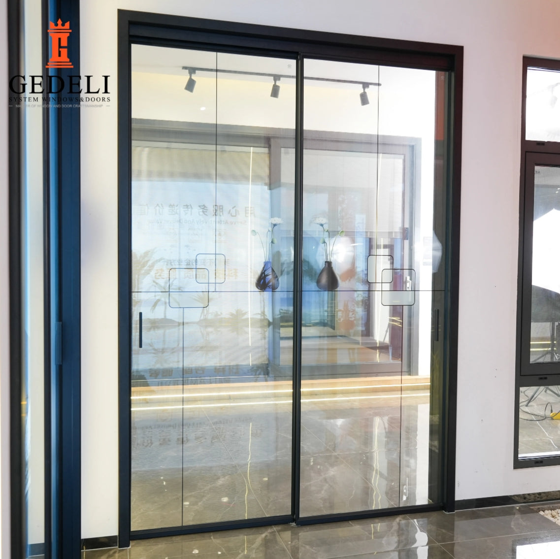 GEDELI interior three-linkage Modern Design Aluminum Alloy Sliding Door Windproof for Indoor