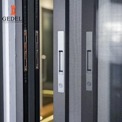 The design of simple aluminum alloy glass six-rail sliding window against hurricane impact window
