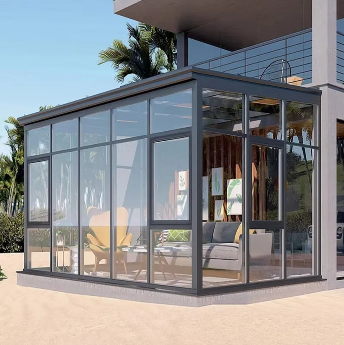 Alucasa Custom 10X12 12 X 20 Free Standing Low-E Glass House 4 Season Solarium Veranda Aluminum Sunrooms