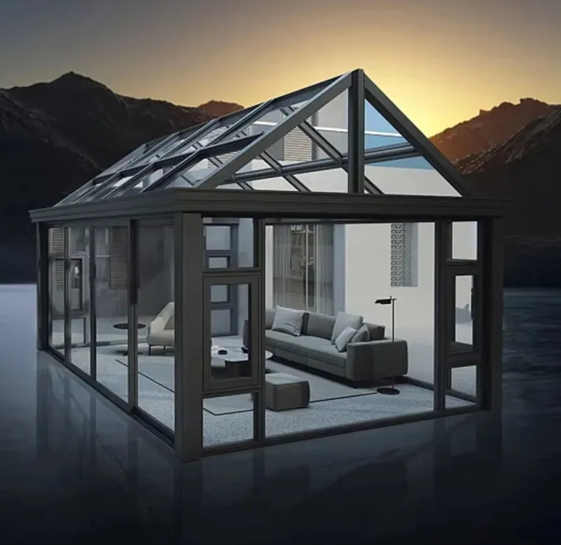 Alucasa Custom 10X12 12 X 20 Free Standing Low-E Glass House 4 Season Solarium Veranda Aluminum Sunrooms