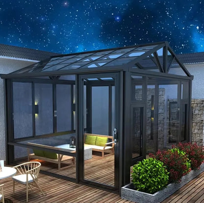 Alucasa Custom 10X12 12 X 20 Free Standing Low-E Glass House 4 Season Solarium Veranda Aluminum Sunrooms