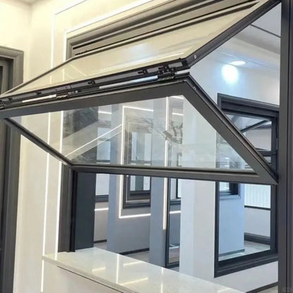 Wholesale Double Glass Aluminum Folding Windows Black Vertical Up Bi-folding Window