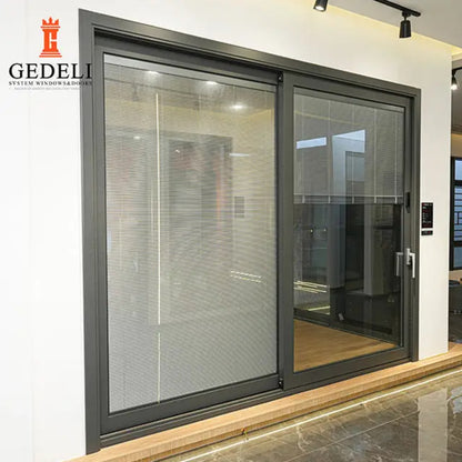 Modern Design Aluminum Alloy Two Tracks Master 137LD Glass Double Glazed Sliding Door With High Quality