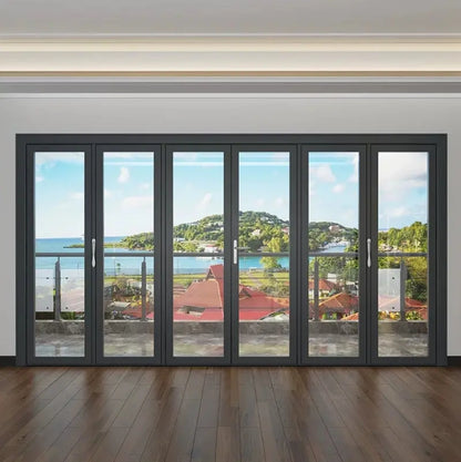 American Standard Internal Patio White or Black Aluminum Glass Sliding Folding Door Accordion Bi Fold Door