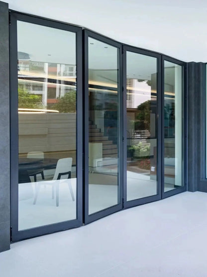 American Standard Internal Patio White or Black Aluminum Glass Sliding Folding Door Accordion Bi Fold Door