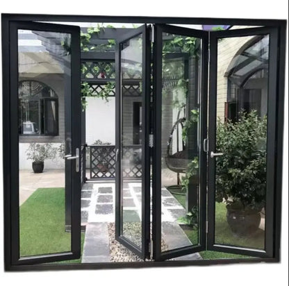 American Standard Internal Patio White or Black Aluminum Glass Sliding Folding Door Accordion Bi Fold Door