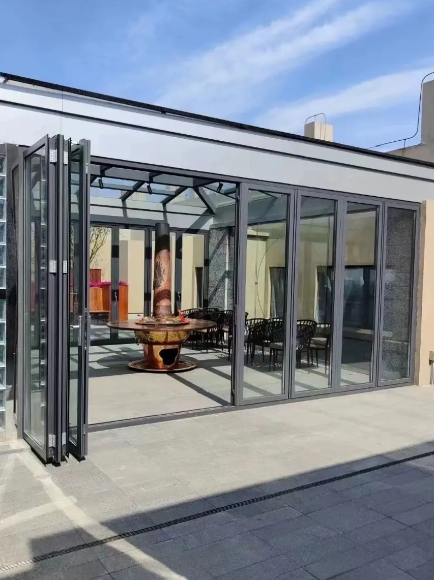 American Standard Internal Patio White or Black Aluminum Glass Sliding Folding Door Accordion Bi Fold Door