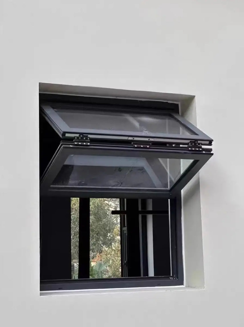 Villa design interior hurricane-proof aluminum double-layer tempered glass up and down folding window