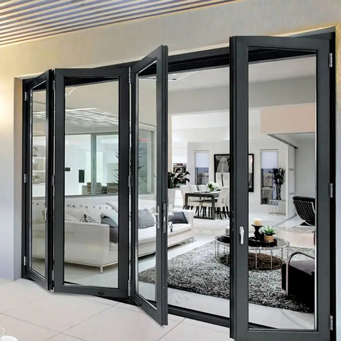 Sunnysky Thermal Break Sliding Folding Accordion Glass Door Balcony Aluminum Bi-fold Patio Doors