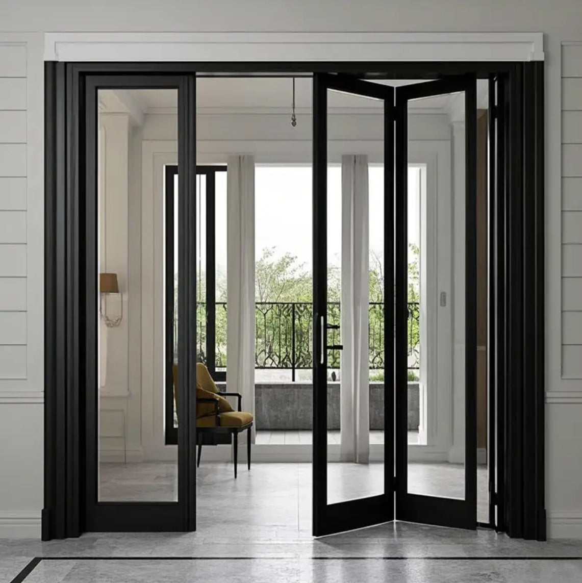 Balcony Aluminum Sliding Doors Glass Aluminum Door Entrance Folding Door Aluminium Bifold Patio With Mosquito Net for Homes